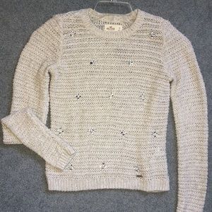 Hollister Sparkling Cream Sweater w Flower Sequin
